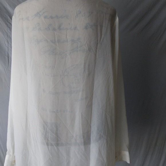 Gold Rama See-Thru blouse with faux leather trim. - Picture 3 of 7